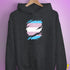 Transgender Pride Flag Ripped Reveal Hoodie - Dark Grey Heather